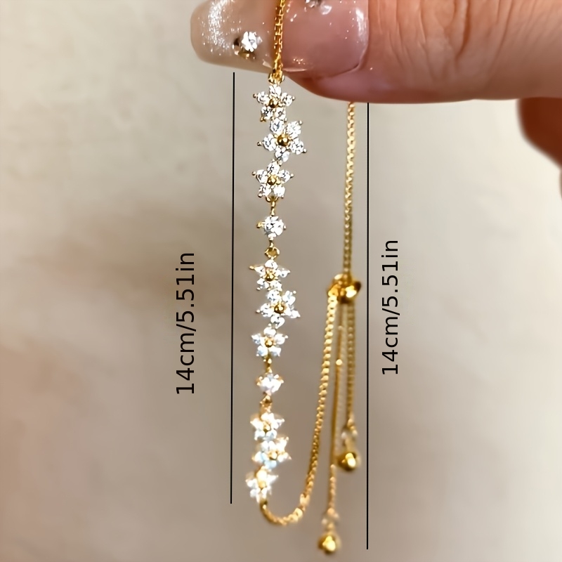 Minimalist Daisy CZ Pull-Tab Bracelet, Golden Color